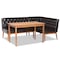 Baxton Studio Riordan Mid-Century Dark Brown Faux Leather and Walnut Brown Finished Wood 3-PC Dining Nook Set 186-11358-9305-Zoro - alternate 1